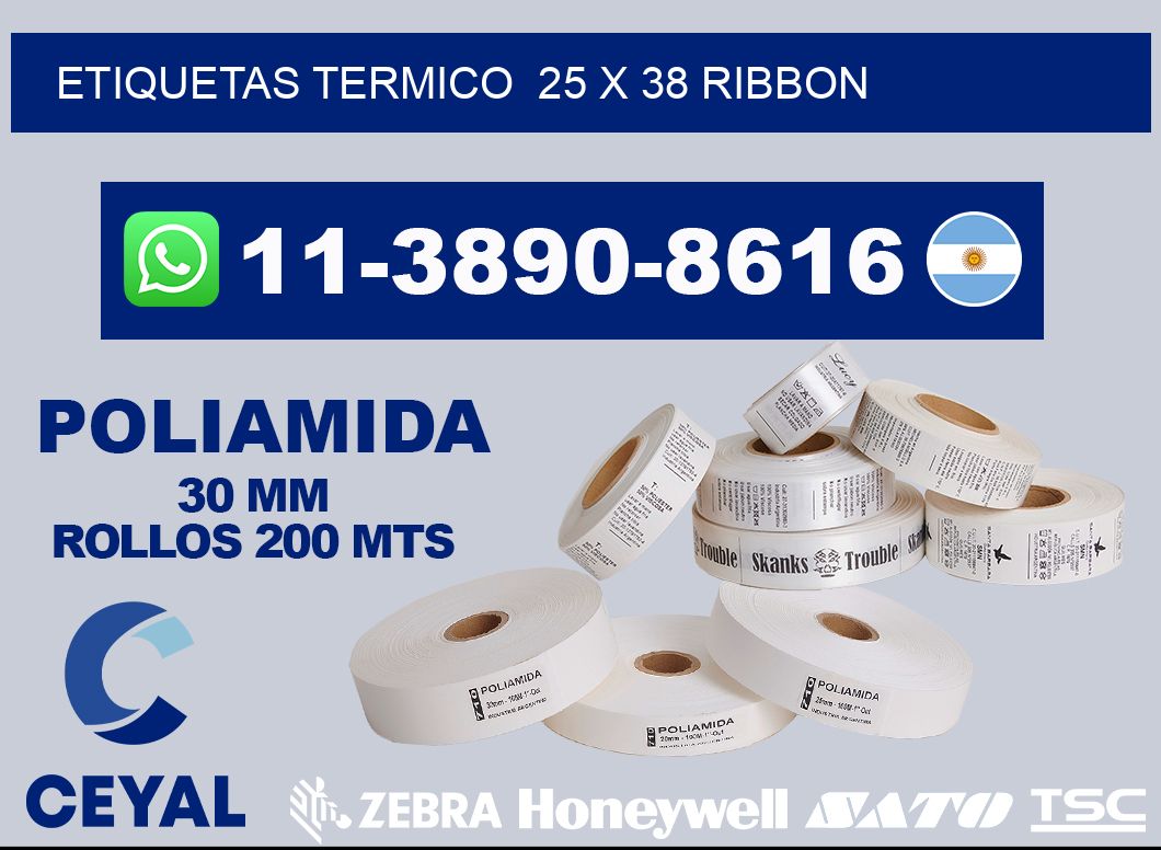 Etiquetas termico  25 x 38 ribbon