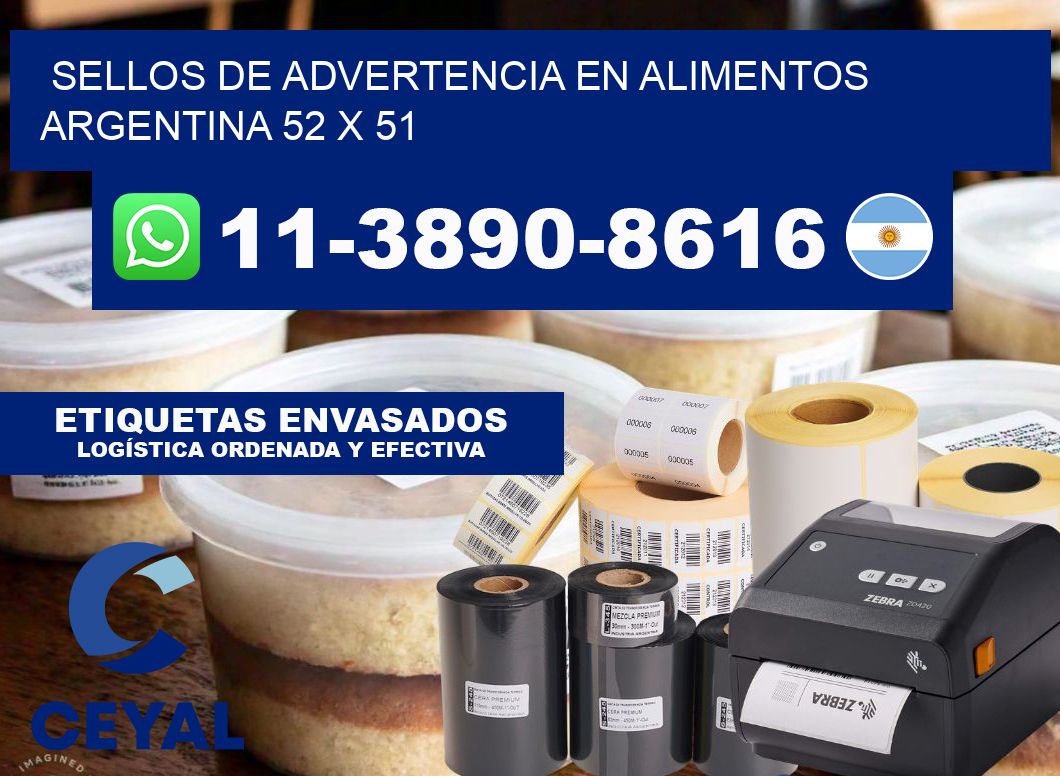 Sellos de advertencia en Alimentos argentina 52 x 51