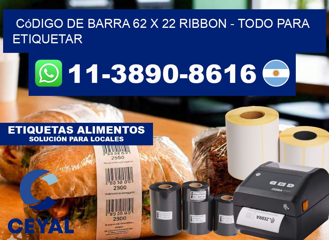 código de barra 62 x 22 ribbon - Todo para Etiquetar