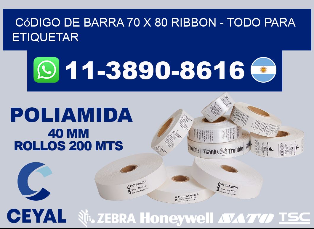 código de barra 70 x 80 ribbon - Todo para Etiquetar