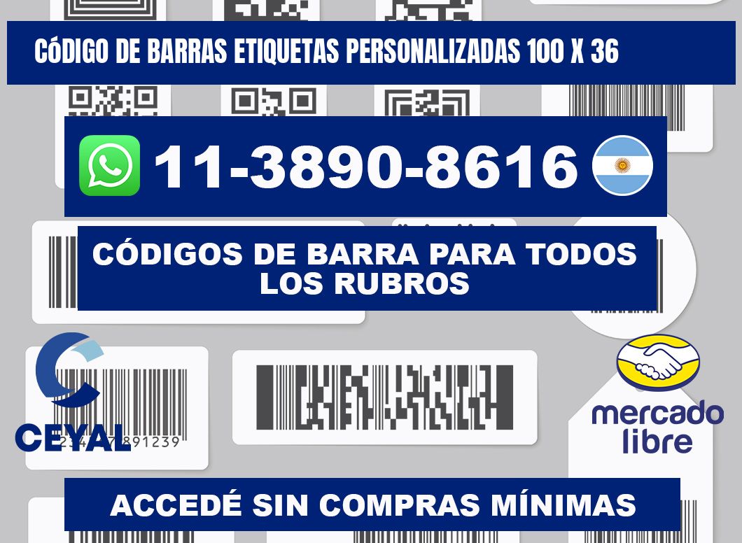 código de barras etiquetas personalizadas 100 x 36
