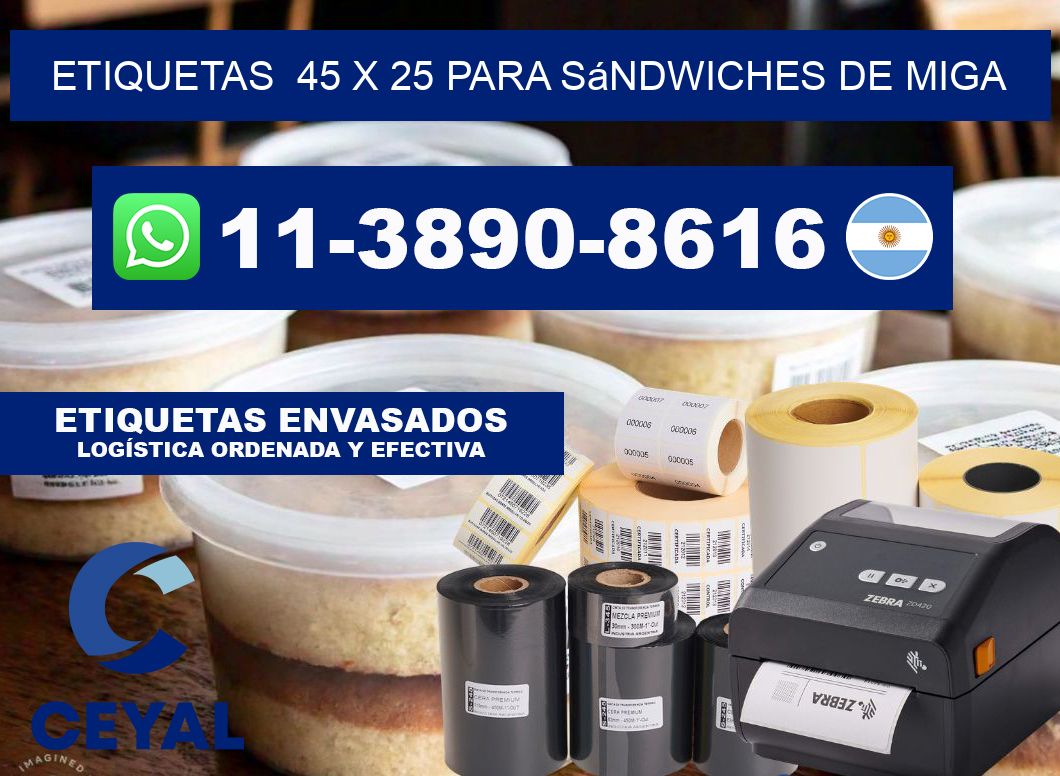 etiquetas  45 x 25 para Sándwiches de miga