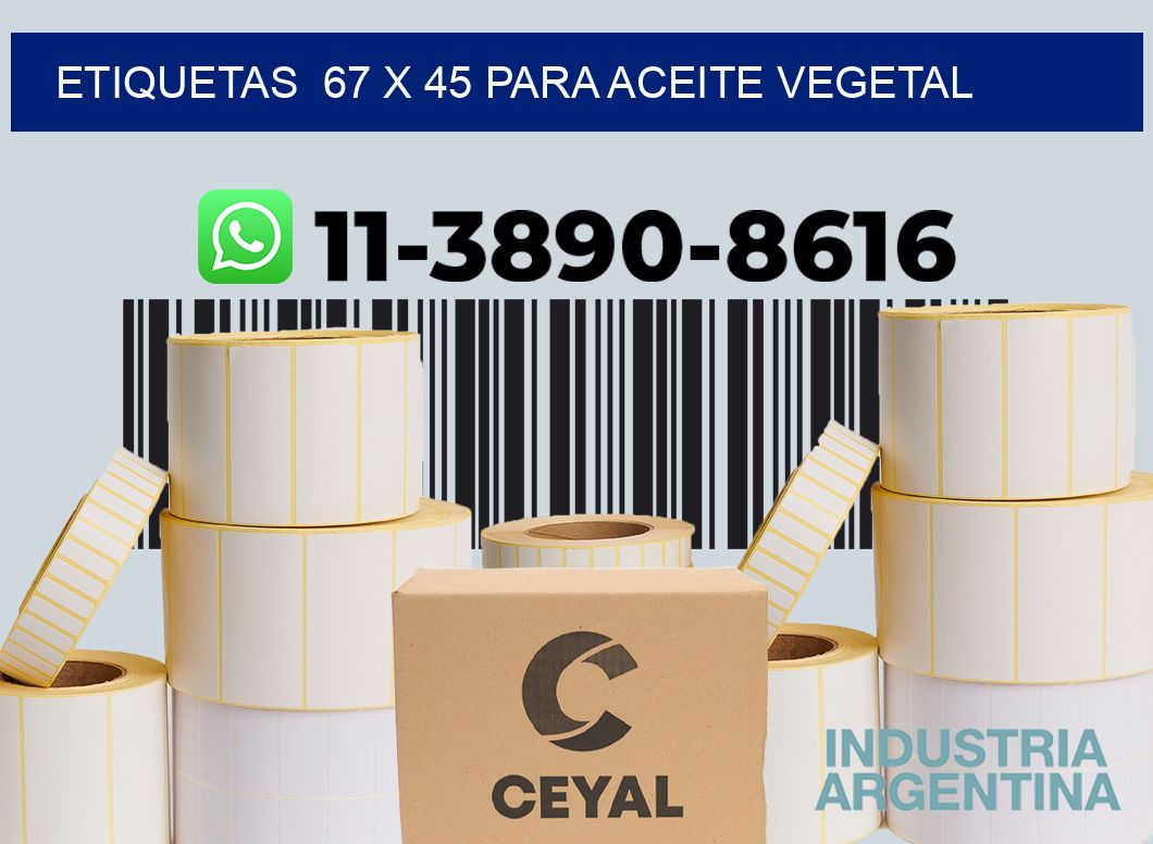 etiquetas 67 x 45 para Aceite vegetal