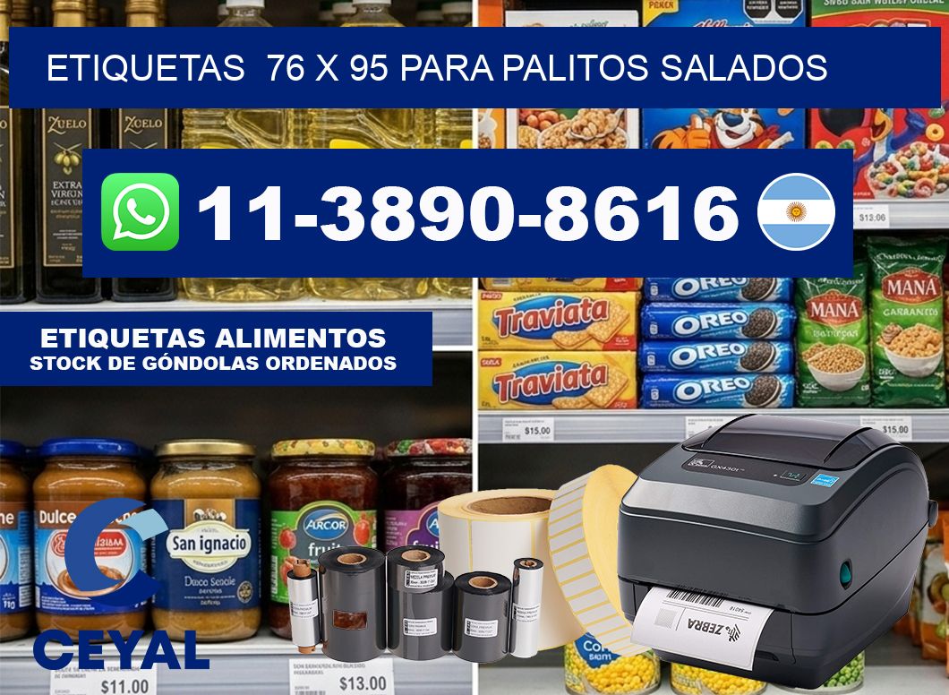 etiquetas  76 x 95 para Palitos salados