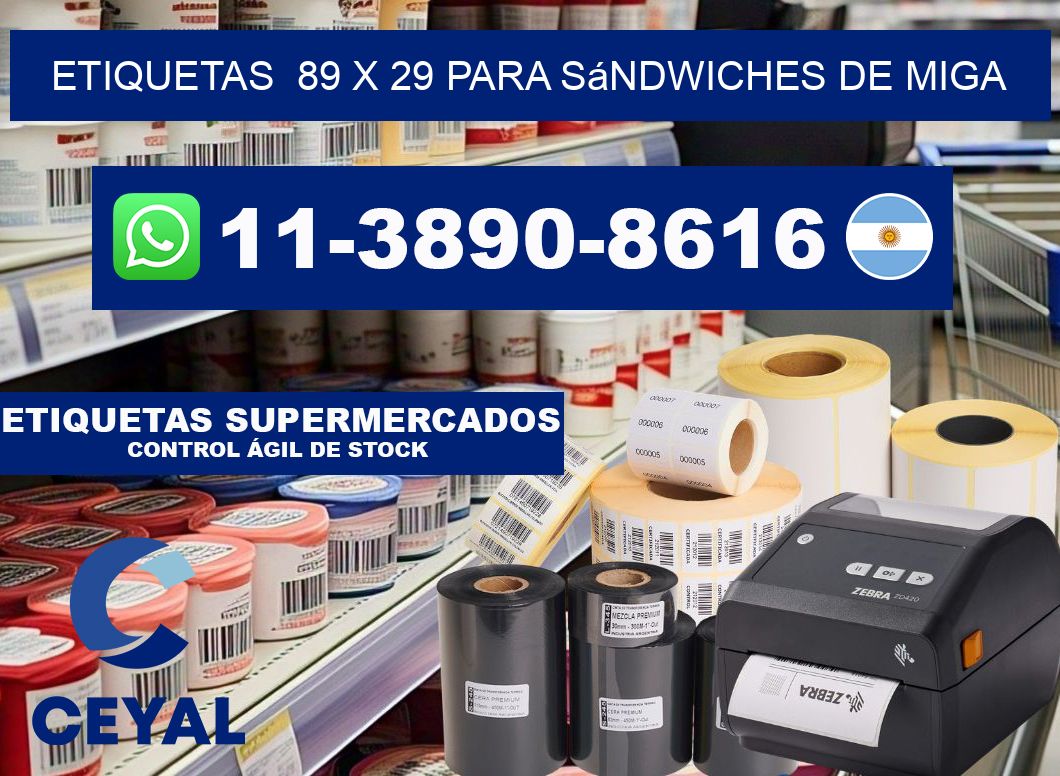 etiquetas  89 x 29 para Sándwiches de miga
