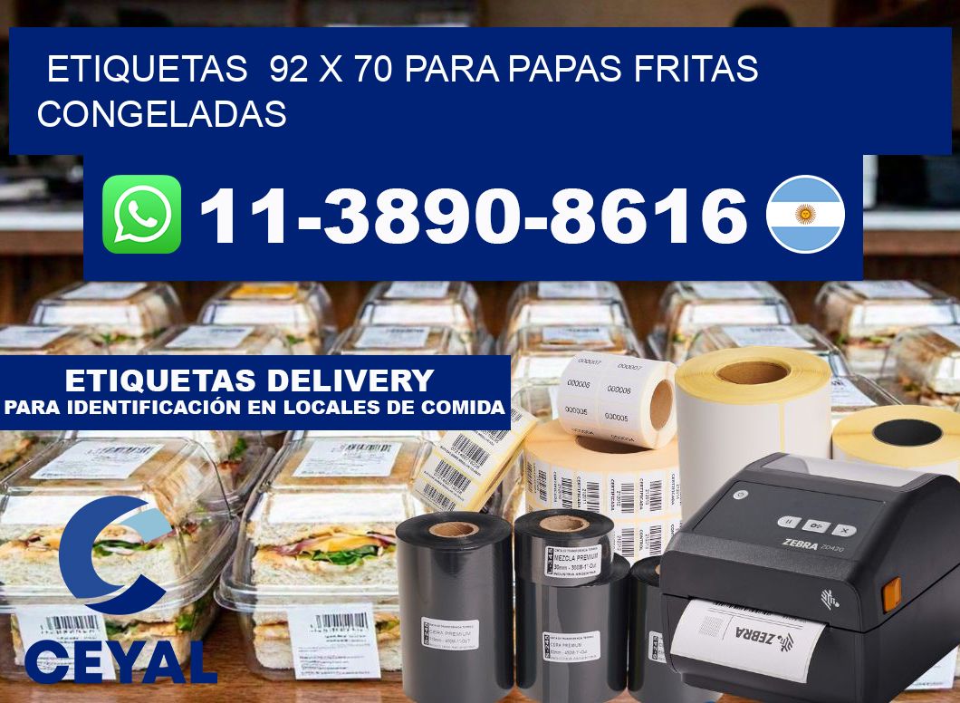 etiquetas  92 x 70 para Papas fritas congeladas