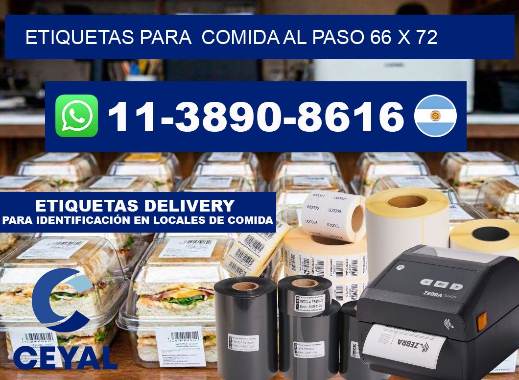etiquetas para  Comida al paso 66 x 72