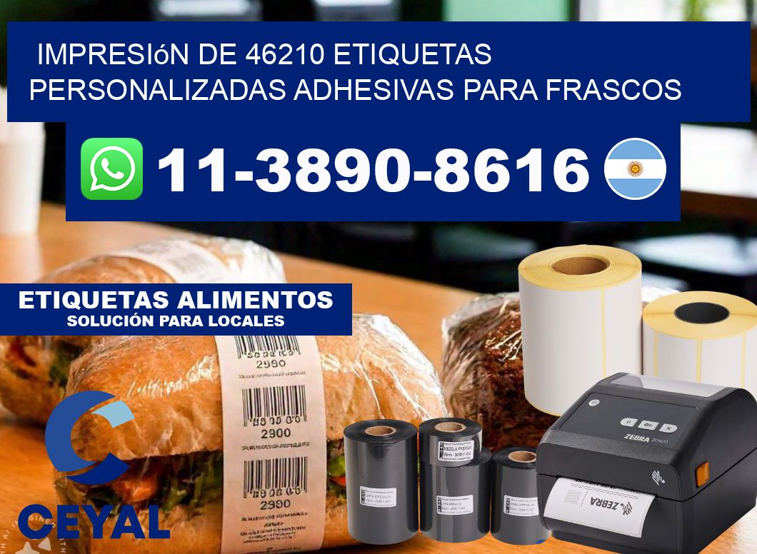 impresión de 46210 etiquetas personalizadas adhesivas para frascos