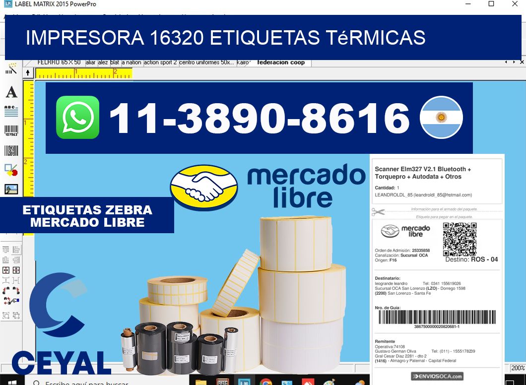 impresora 16320 etiquetas térmicas