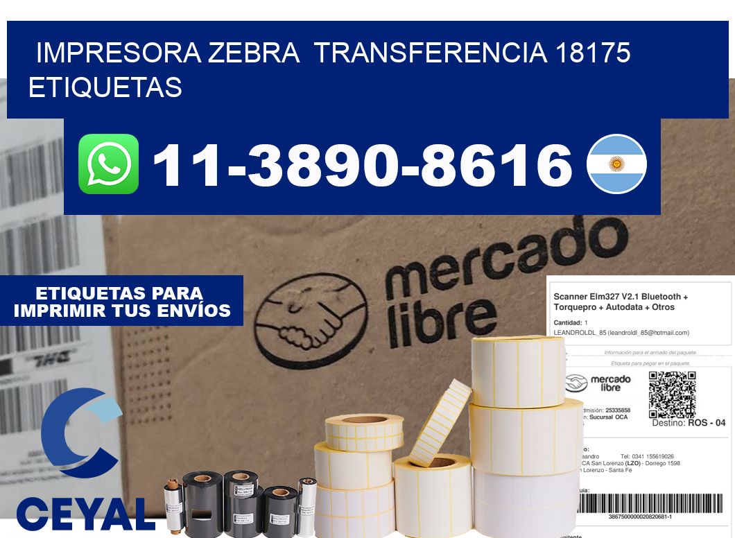 impresora zebra  transferencia 18175 etiquetas