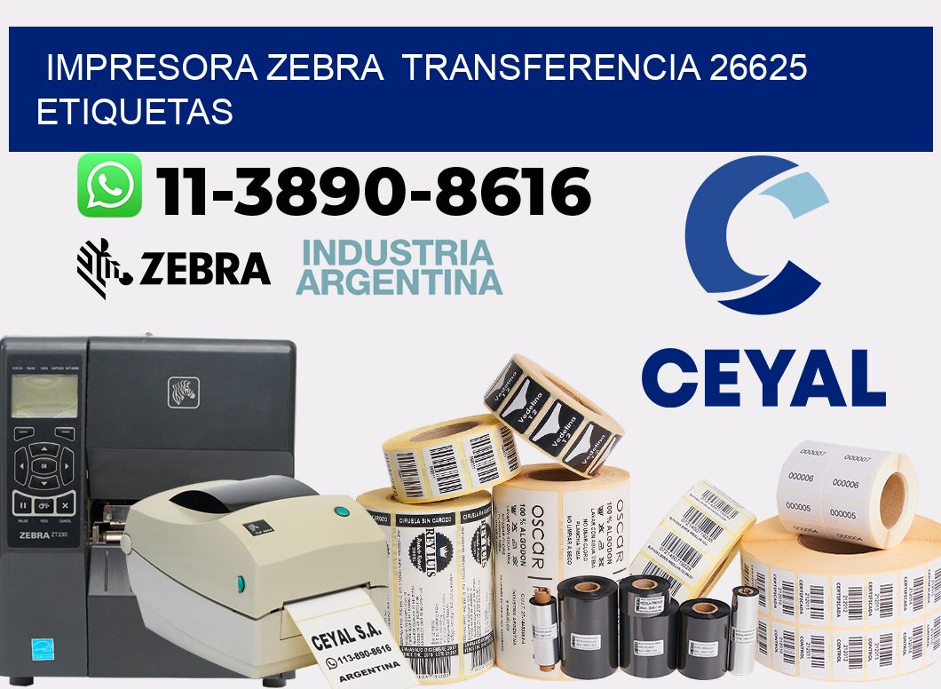 impresora zebra  transferencia 26625 etiquetas
