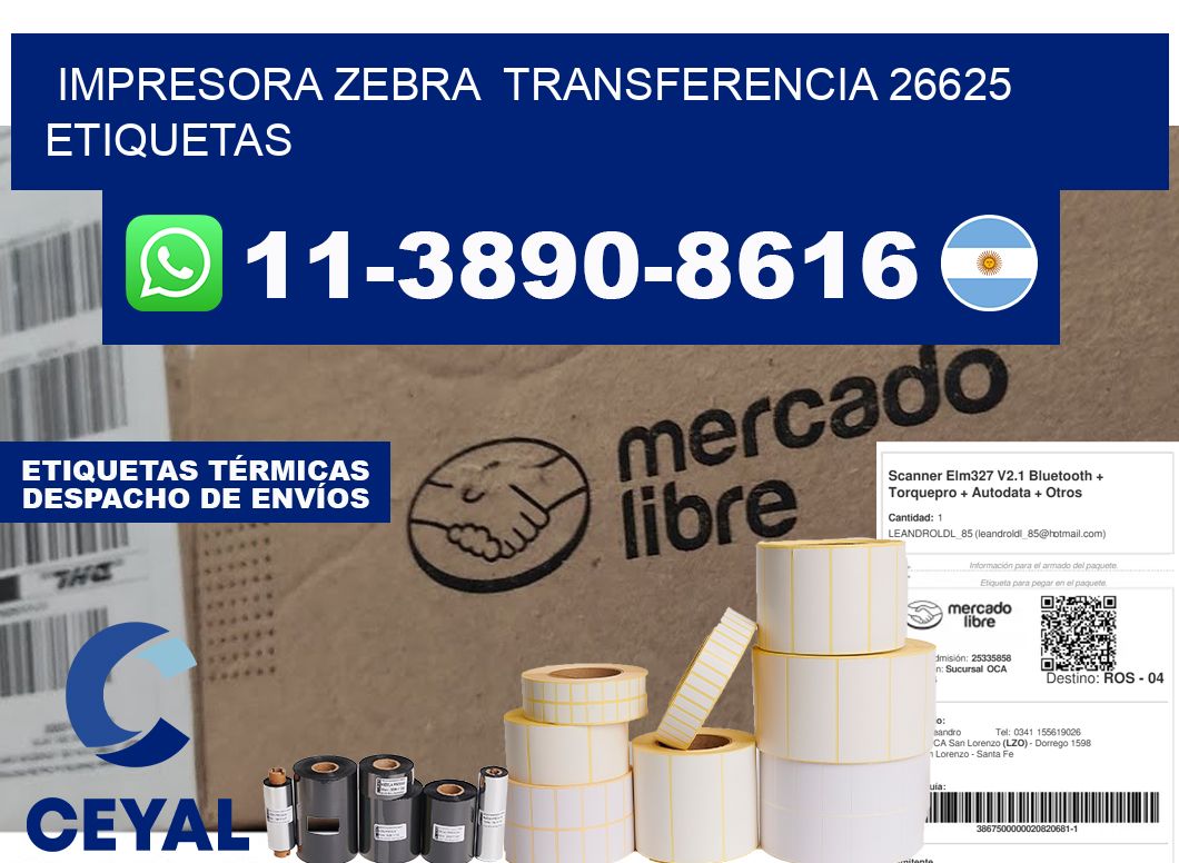 impresora zebra  transferencia 26625 etiquetas