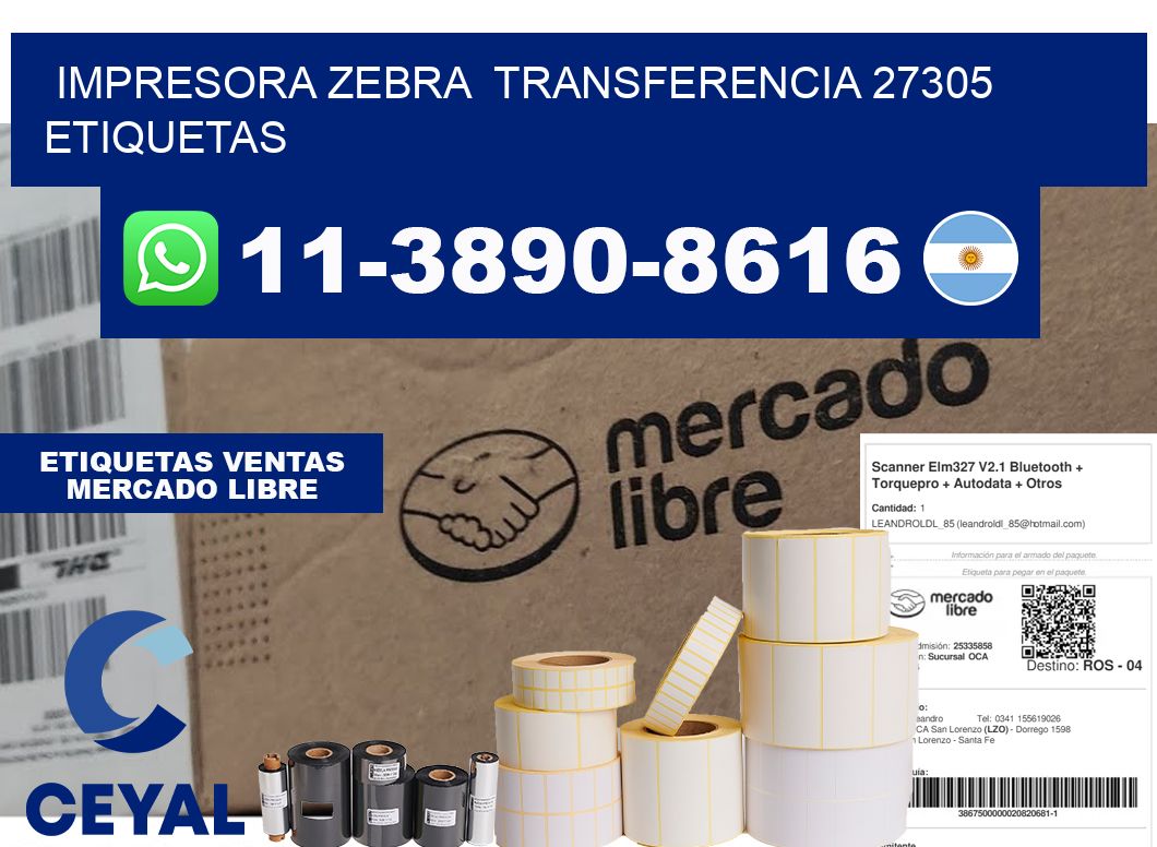 impresora zebra  transferencia 27305 etiquetas