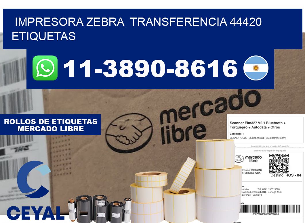 impresora zebra  transferencia 44420 etiquetas
