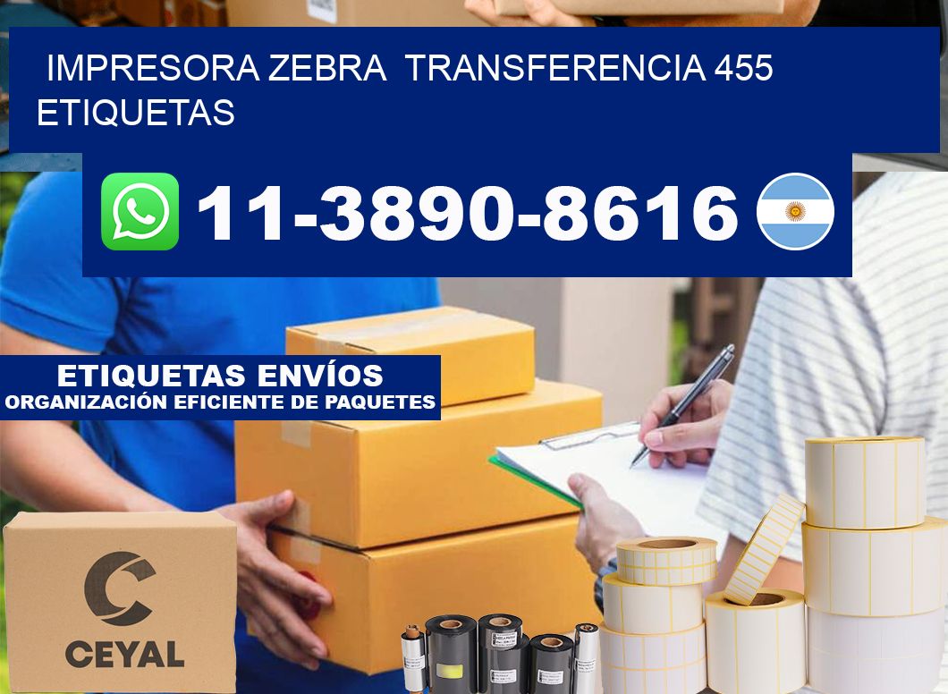 impresora zebra  transferencia 455 etiquetas