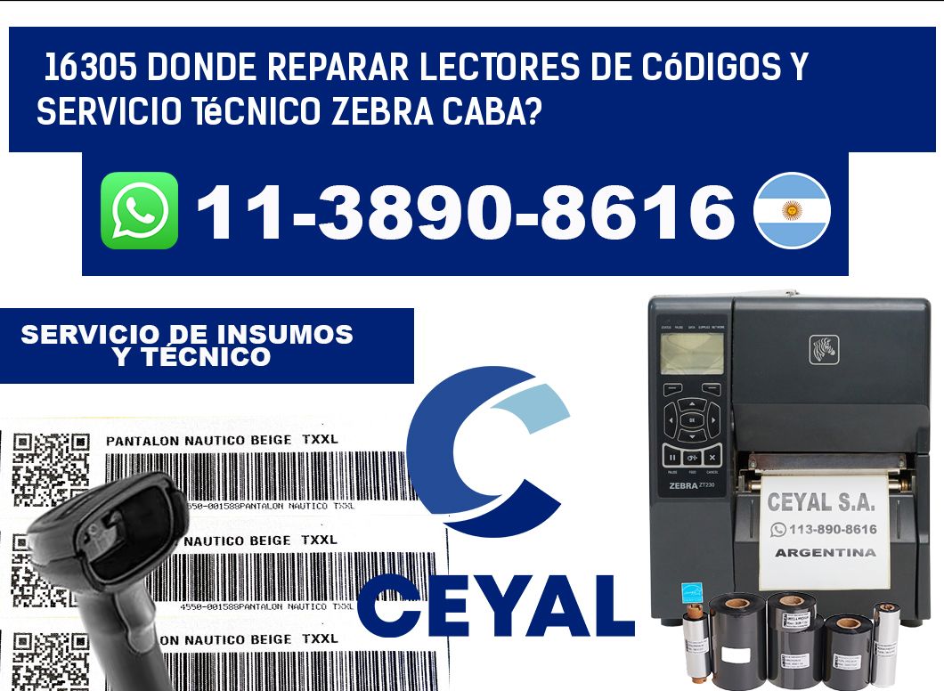 16305 donde reparar Lectores de Códigos y Servicio Técnico zebra Caba?