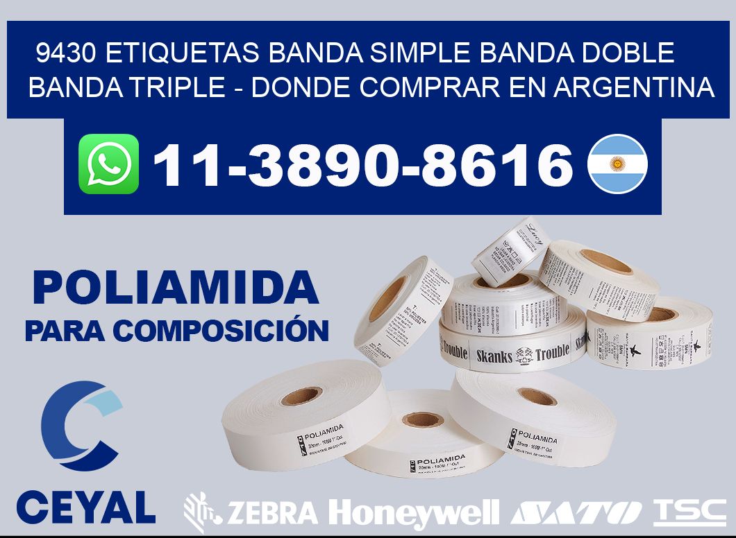 9430 etiquetas banda simple banda doble banda triple - Donde Comprar en Argentina