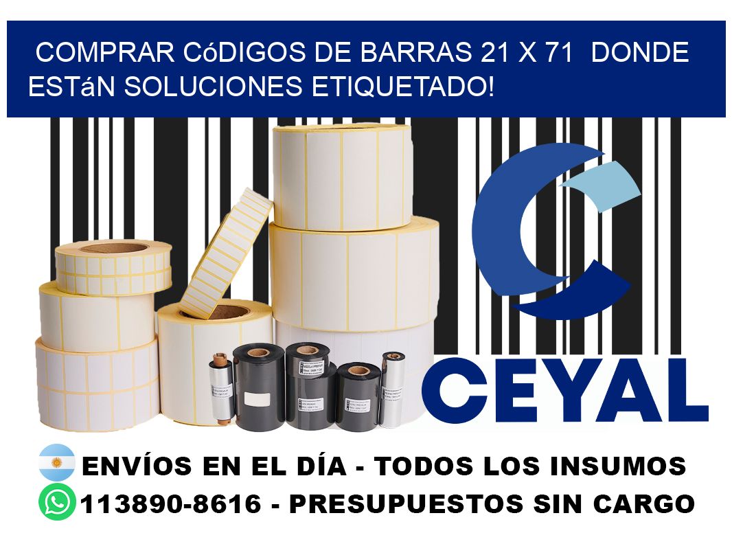 Comprar códigos de barras 21 x 71  donde están soluciones etiquetado!