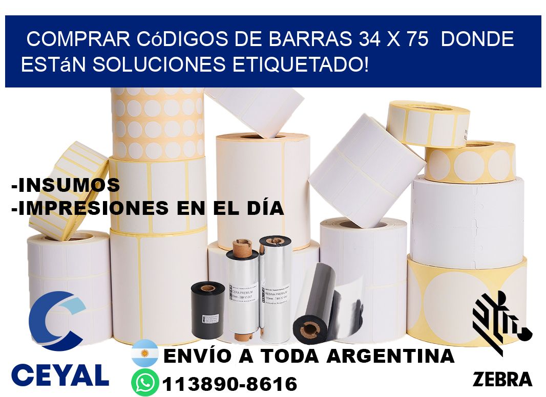 Comprar códigos de barras 34 x 75  donde están soluciones etiquetado!