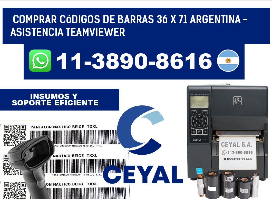Comprar códigos de barras 36 x 71 argentina - asistencia teamviewer