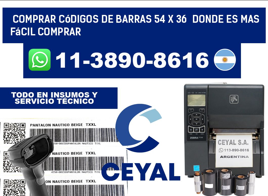 Comprar códigos de barras 54 x 36  Donde es mas fácil comprar
