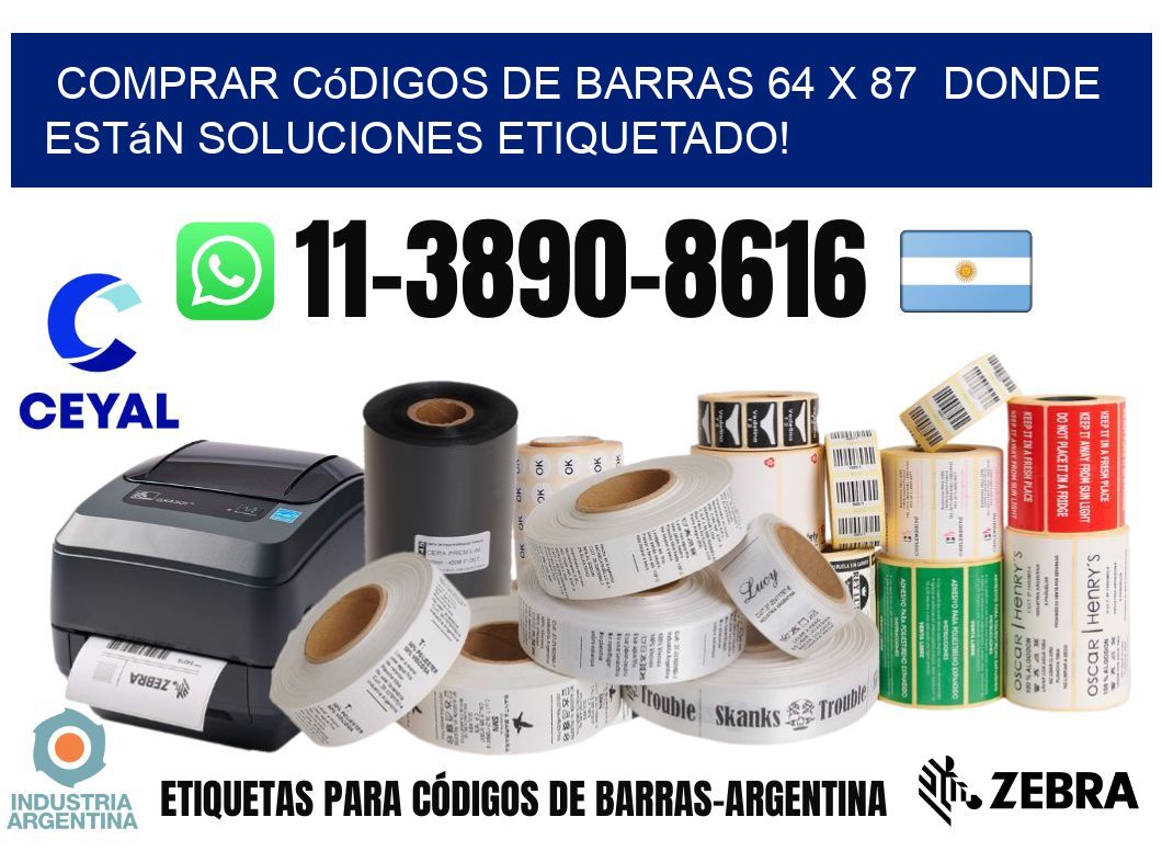 Comprar códigos de barras 64 x 87  donde están soluciones etiquetado!