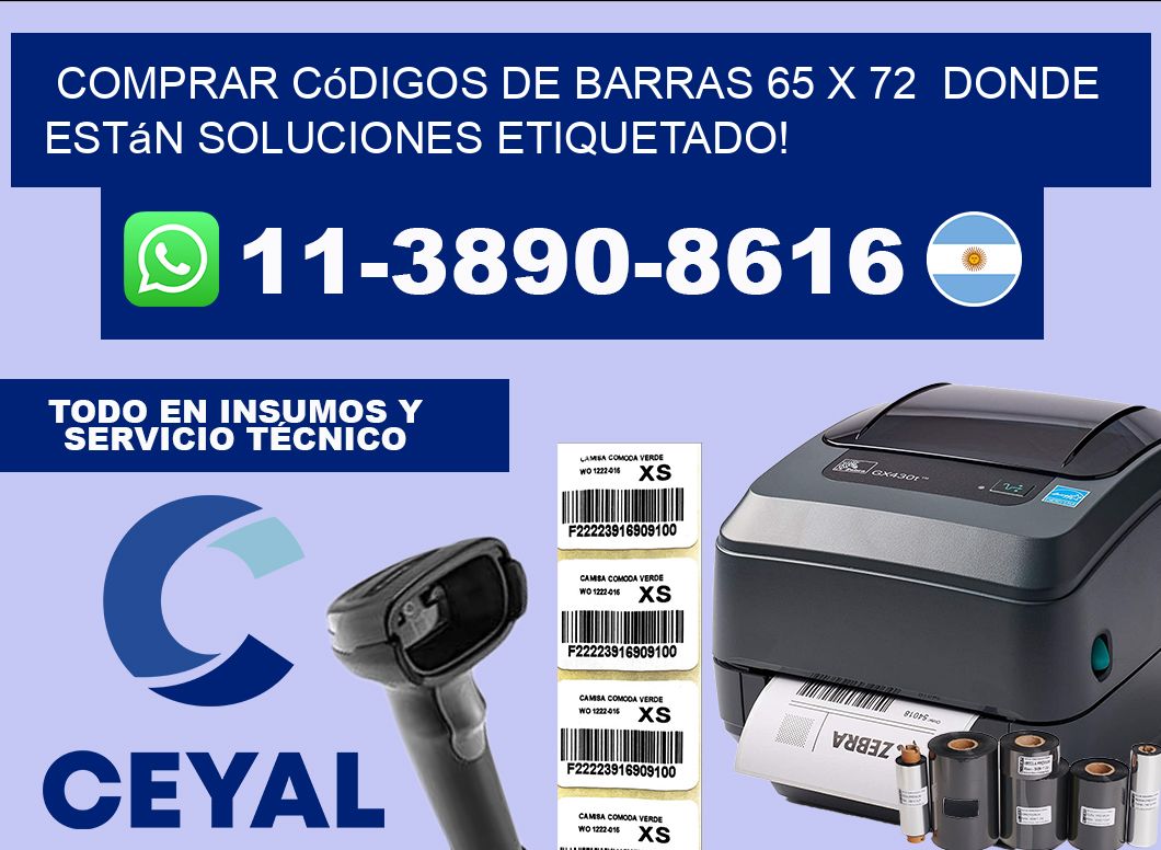 Comprar códigos de barras 65 x 72  donde están soluciones etiquetado!