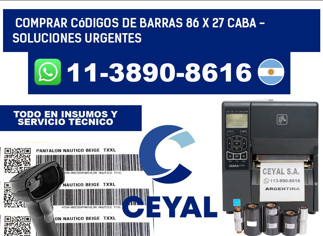 Comprar códigos de barras 86 x 27 CABA - soluciones urgentes