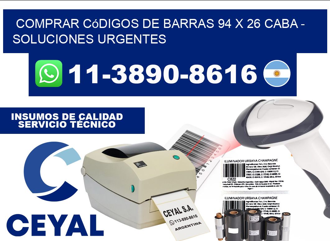 Comprar códigos de barras 94 x 26 CABA - soluciones urgentes
