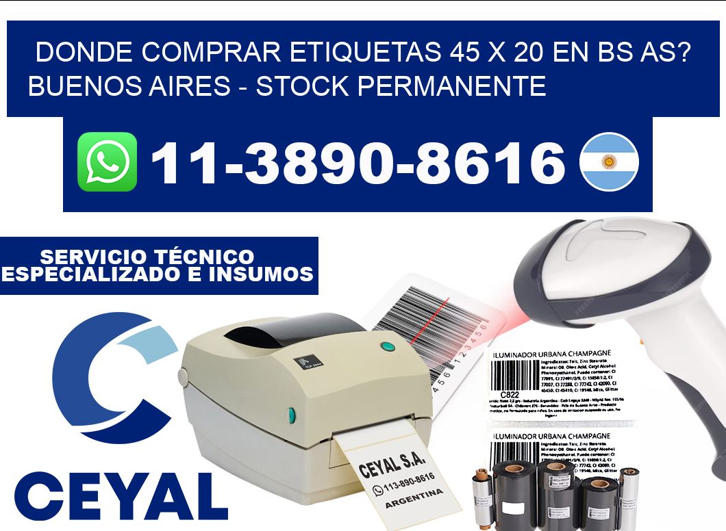 Donde Comprar etiquetas 45 x 20 en BS AS? Buenos Aires - Stock permanente