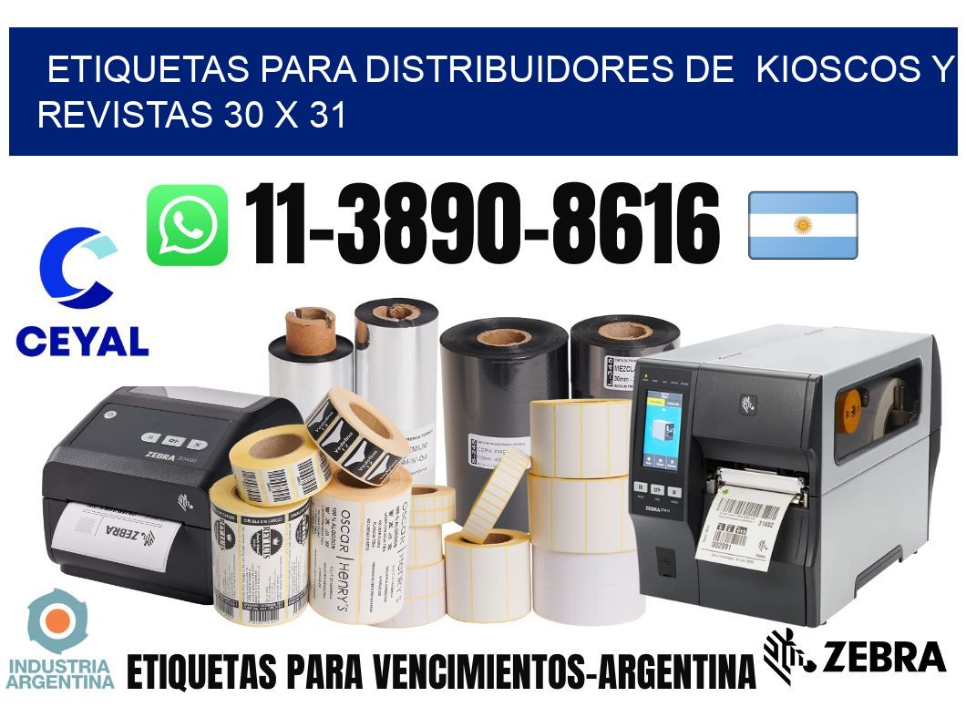 Etiquetas para distribuidores de  kioscos y revistas 30 x 31
