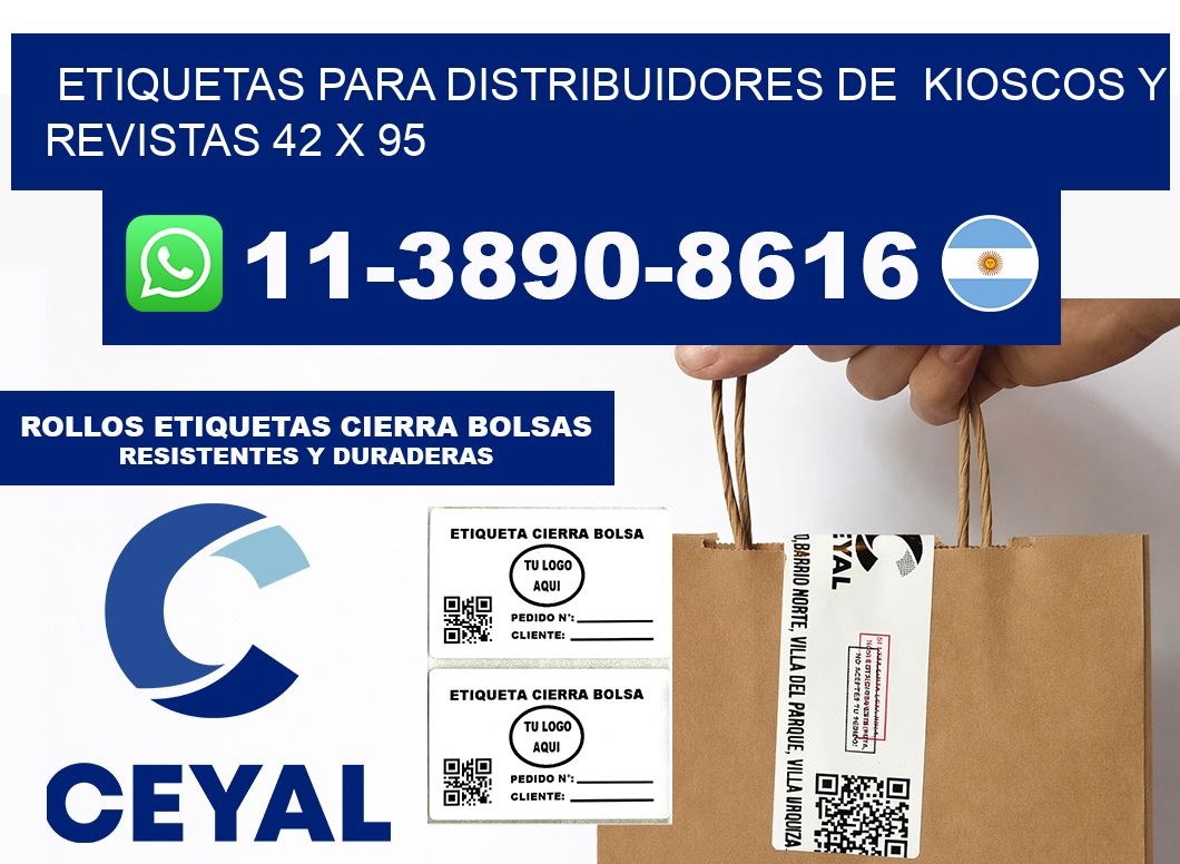 Etiquetas para distribuidores de  kioscos y revistas 42 x 95