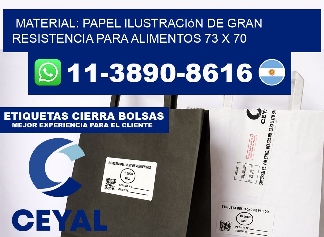 Material: papel ilustración de gran resistencia para alimentos 73 x 70