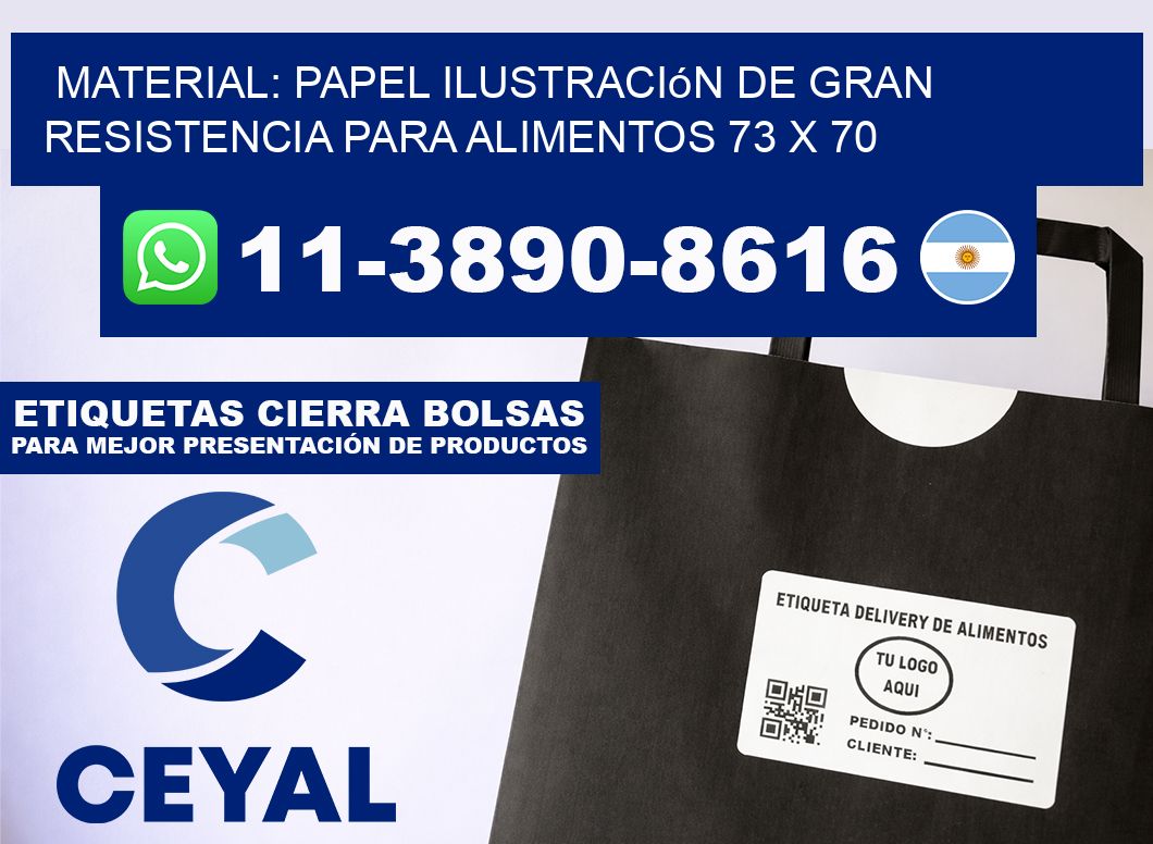 Material: papel ilustración de gran resistencia para alimentos 73 x 70