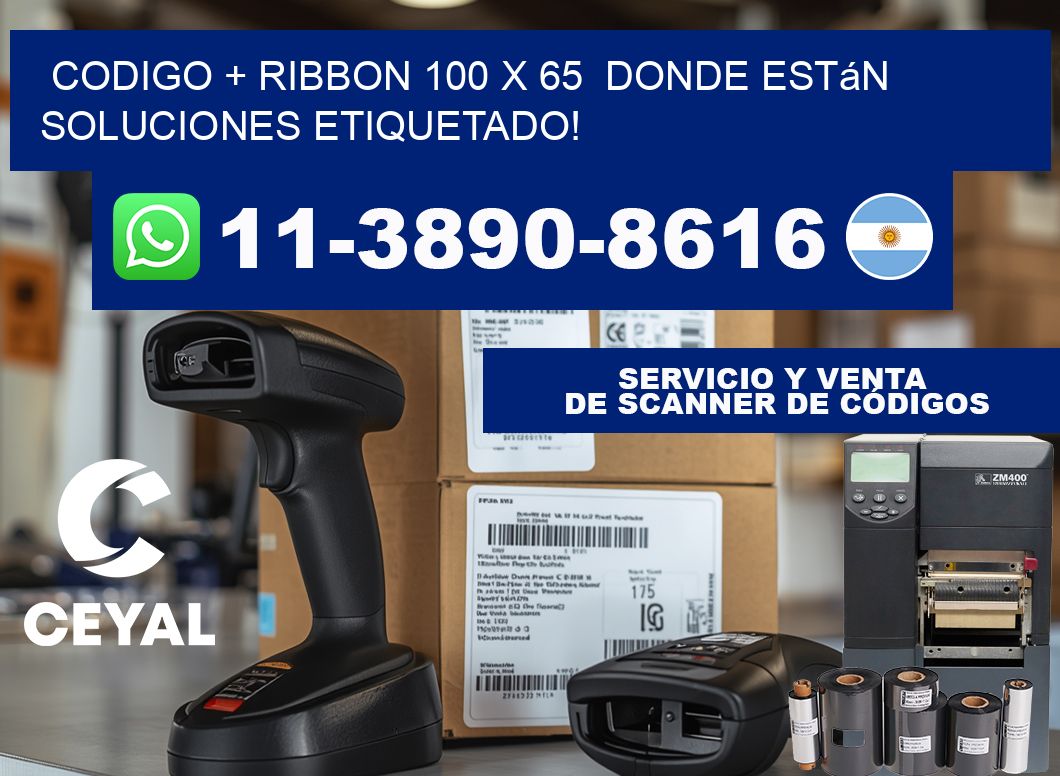 codigo + ribbon 100 x 65  donde están soluciones etiquetado!