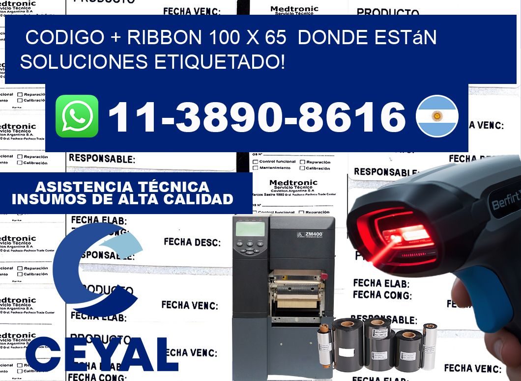 codigo + ribbon 100 x 65  donde están soluciones etiquetado!