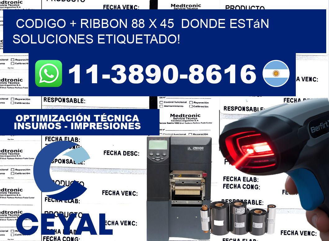 codigo + ribbon 88 x 45  donde están soluciones etiquetado!