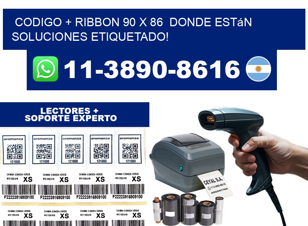 codigo + ribbon 90 x 86  donde están soluciones etiquetado!