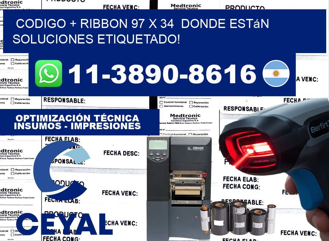 codigo + ribbon 97 x 34  donde están soluciones etiquetado!