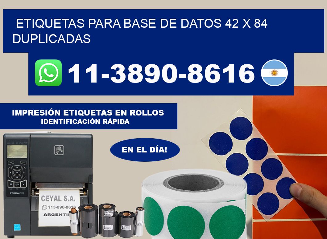 etiquetas para base de datos 42 x 84 duplicadas
