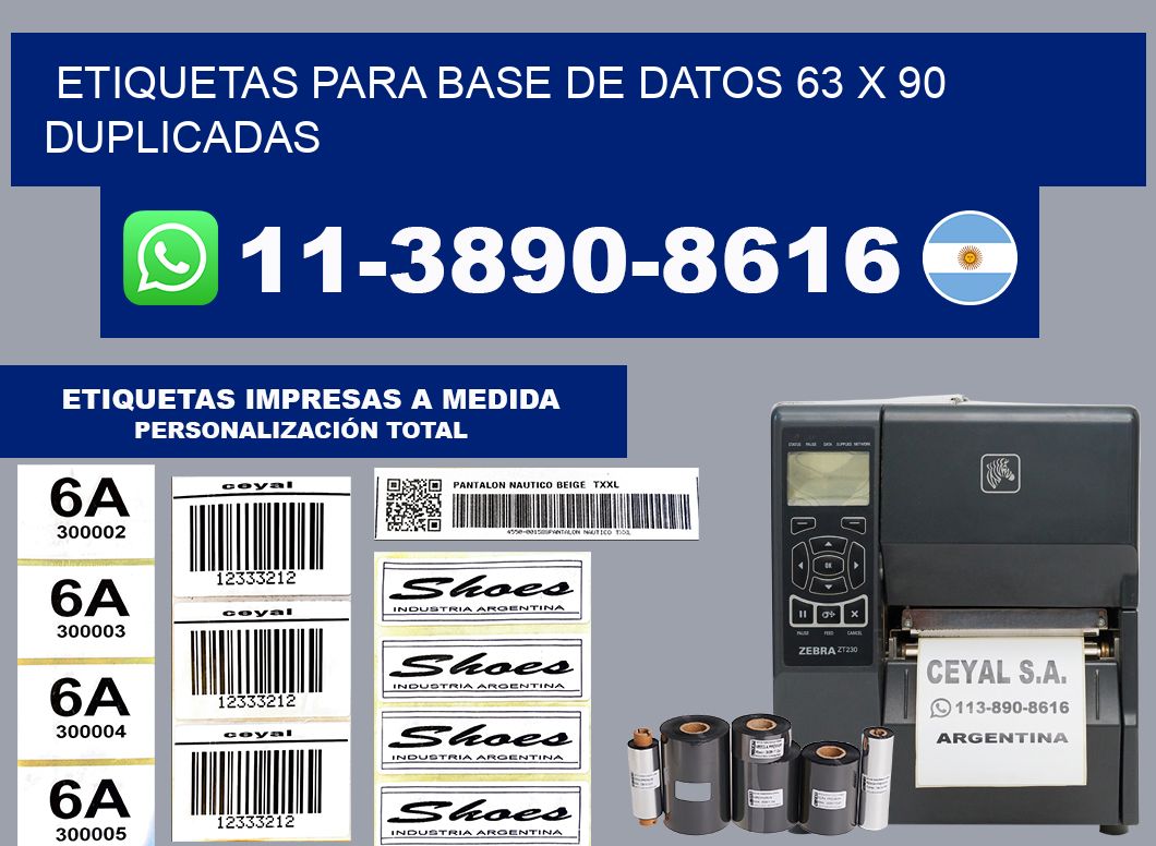 etiquetas para base de datos 63 x 90 duplicadas