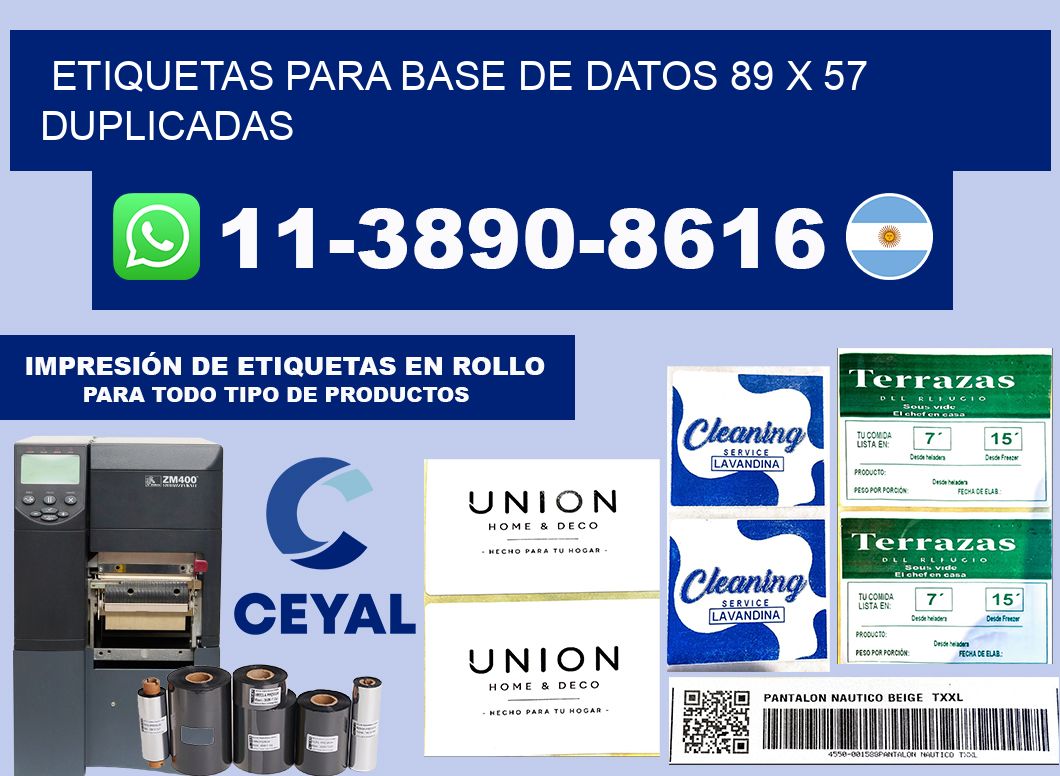 etiquetas para base de datos 89 x 57 duplicadas
