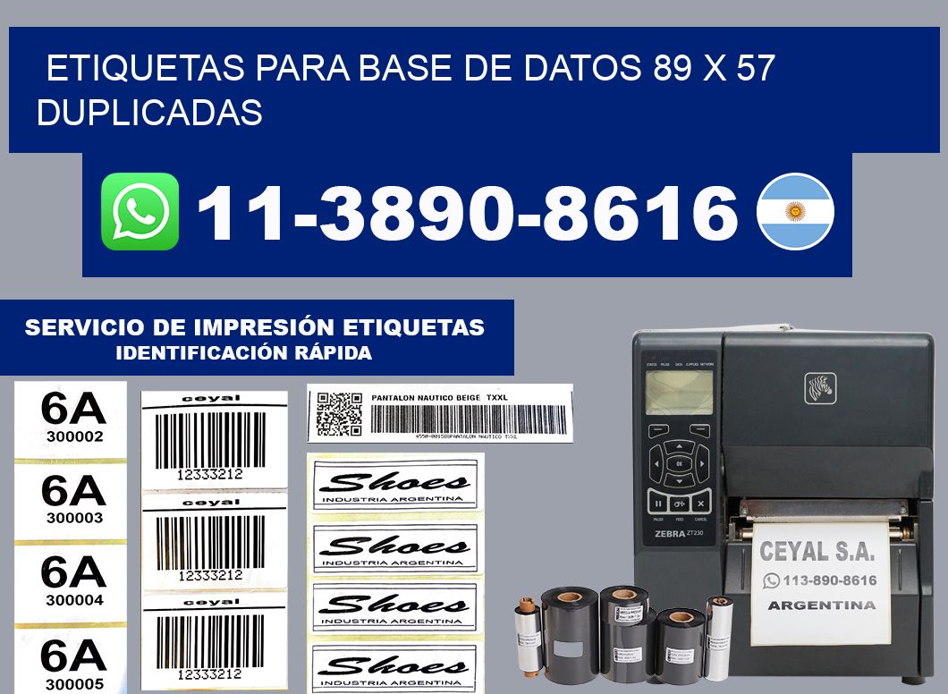 etiquetas para base de datos 89 x 57 duplicadas