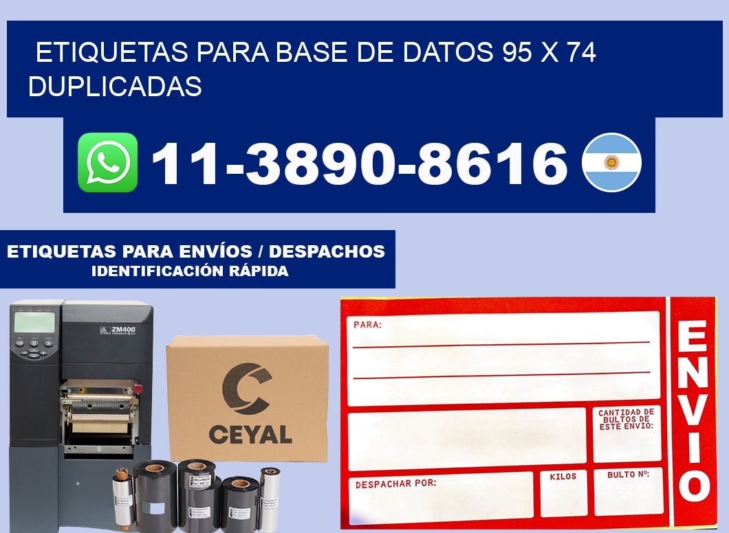 etiquetas para base de datos 95 x 74 duplicadas