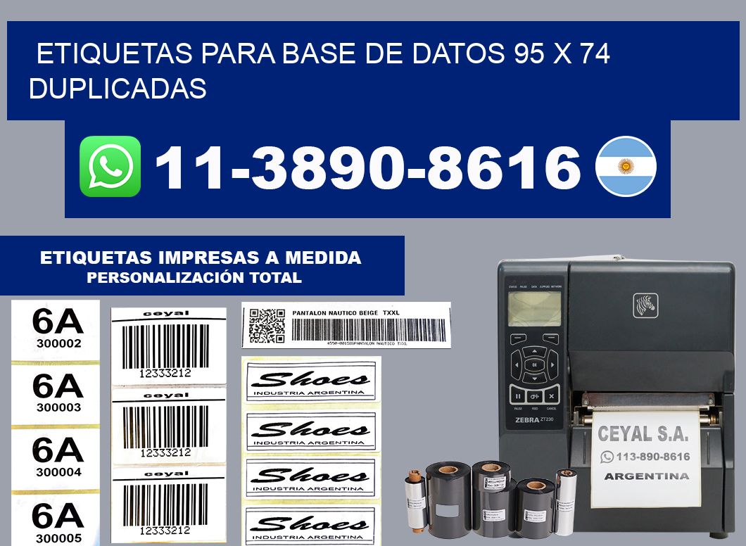 etiquetas para base de datos 95 x 74 duplicadas
