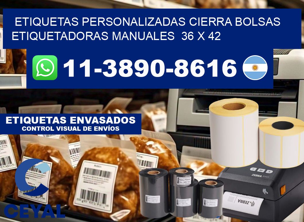 etiquetas personalizadas cierra bolsas  Etiquetadoras Manuales  36 x 42