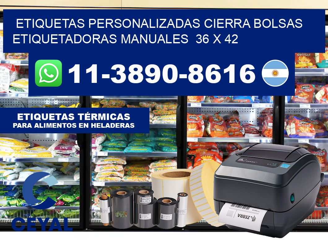 etiquetas personalizadas cierra bolsas  Etiquetadoras Manuales  36 x 42