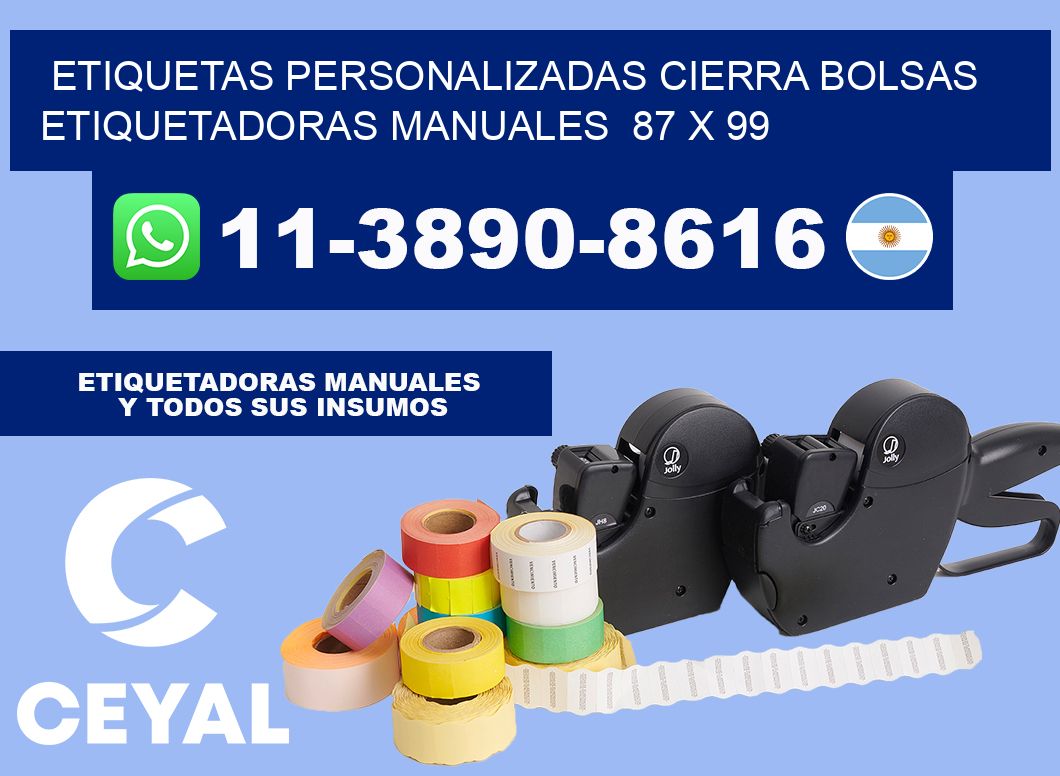 etiquetas personalizadas cierra bolsas  Etiquetadoras Manuales  87 x 99