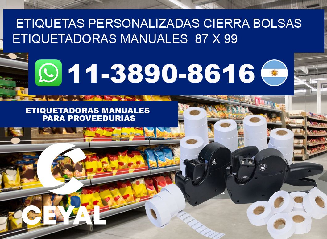 etiquetas personalizadas cierra bolsas  Etiquetadoras Manuales  87 x 99
