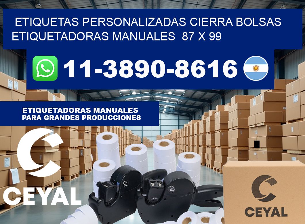 etiquetas personalizadas cierra bolsas  Etiquetadoras Manuales  87 x 99